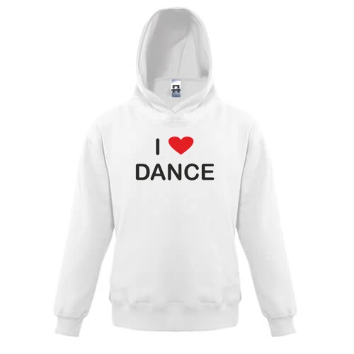Детское худи I Love Dance с красным сердцем