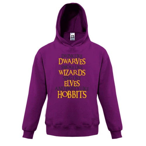 Детская толстовка, Фиолетовый, Party like Hobbits