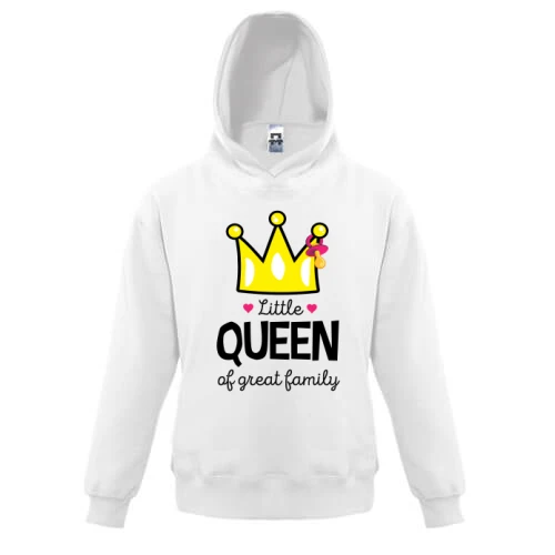 Детская толстовка, Белый, Little queen af great family