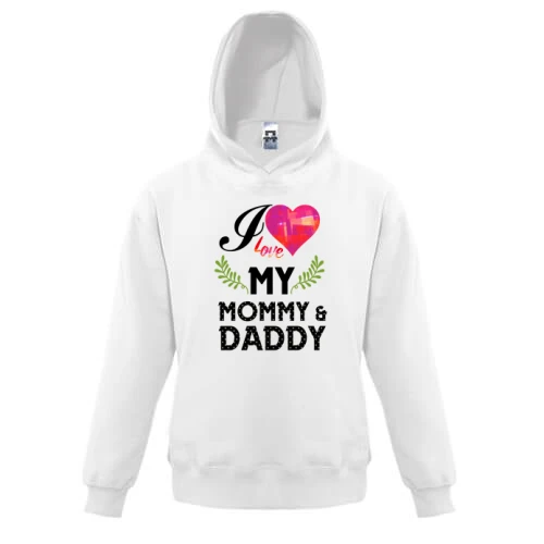 Дитяча толстовка, Білий, I love my mom & dad