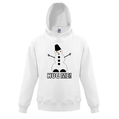 Детская толстовка, Белый, со снеговиком Hug me!