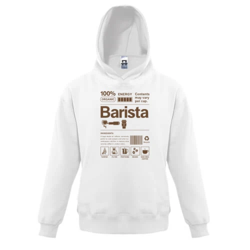 Детская толстовка, Белый, Barista