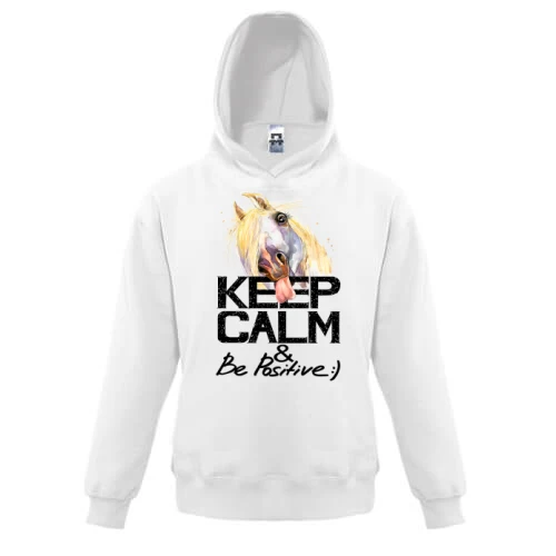 Детская толстовка с лошадью Keep calm and be positive