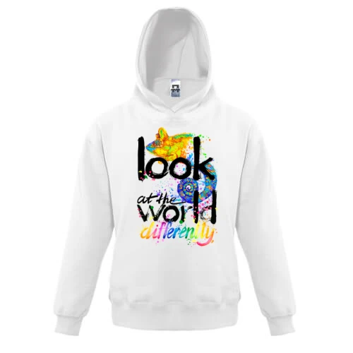 Дитяча толстовка Look at the world differently з хамелеоном
