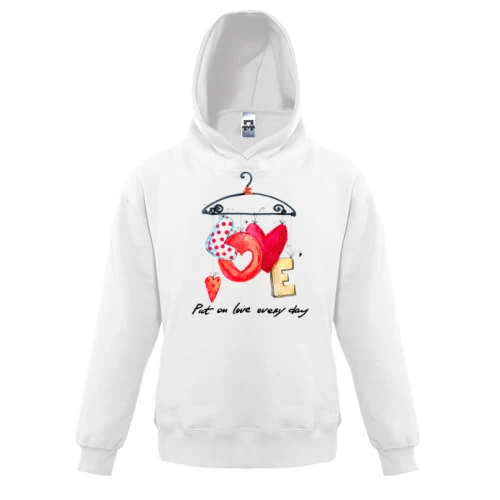 Дитяча толстовка, Білий, Put on love every day