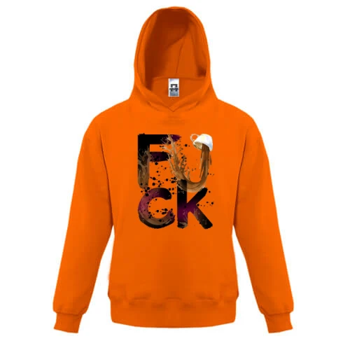 Детская толстовка, Оранжевый, с кофе "fuck"