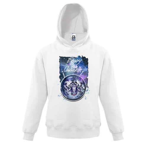Дитяча толстовка, Білий, з тигром "Enjoy the universe"