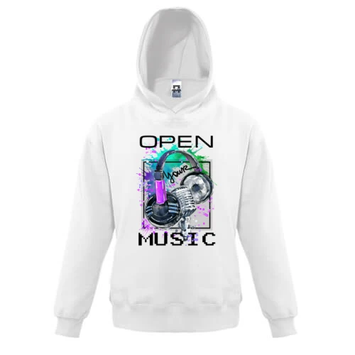 Детская толстовка, Синий, с наушниками Open your music