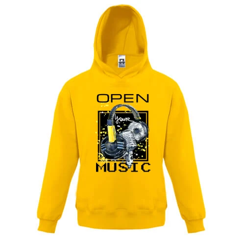 Детская толстовка, Желтый, с наушниками Open your music (1)