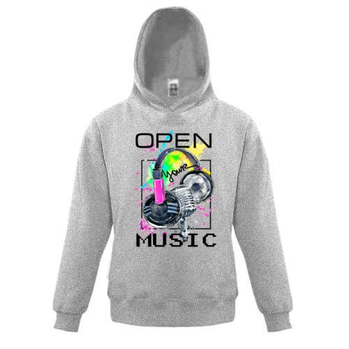 Детская толстовка, Синий, с наушниками Open your music (2)