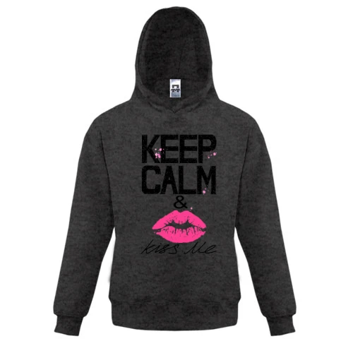 Детская толстовка, Серый, Keep calm & kiss me