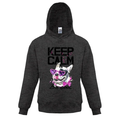Детская толстовка, Серый, с Бульдогом "Ceep calm & be cool" (1)