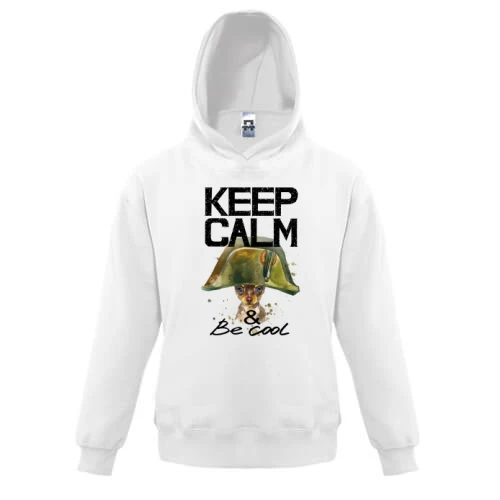 Детская толстовка, Белый, с Чихуахуа "keep calm & be cool"