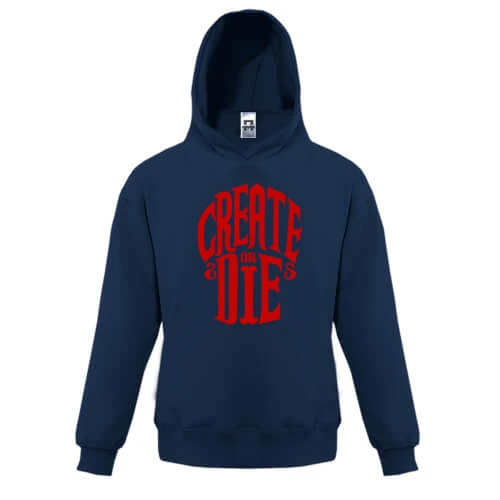 Детская толстовка, Синий, с надписью Create or die