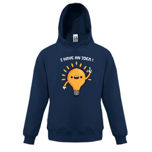 Детская толстовка, Синий, с лампочкой "i have an idea!"