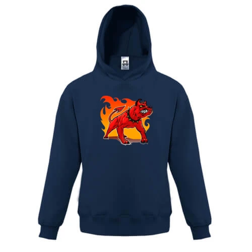 Дитяча толстовка, Синій, з червоною собакою (devil)