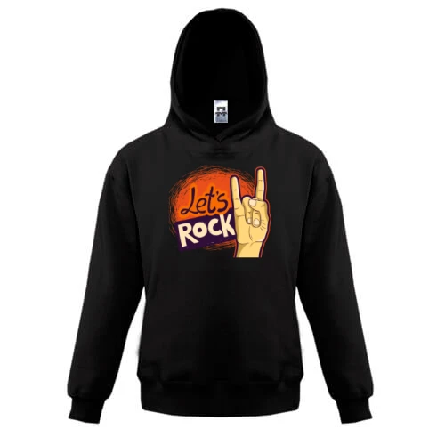Дитяча толстовка, Чорний, з написом Let`s rock