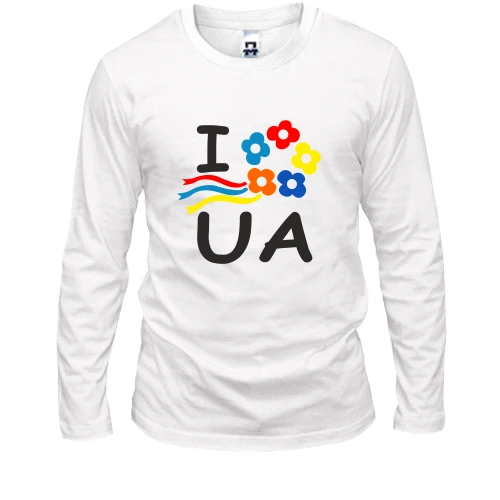 Чоловічий лонгслів, Синій, I love Ukraine з вінком