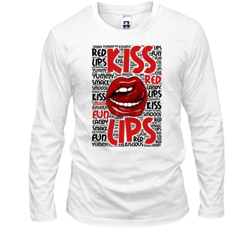 Мужской лонгслив Kiss red lips
