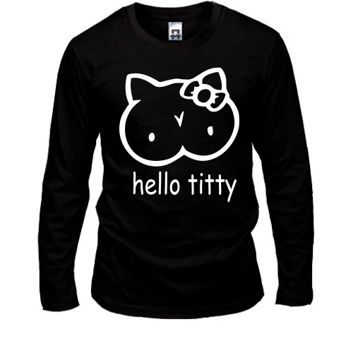 Чоловічий лонгслів з надписью "Hello Titty" в стилі Hello Kitty