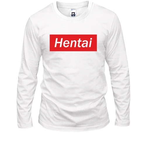 Чоловічий лонгслів, Білий, з написом "Hentai"