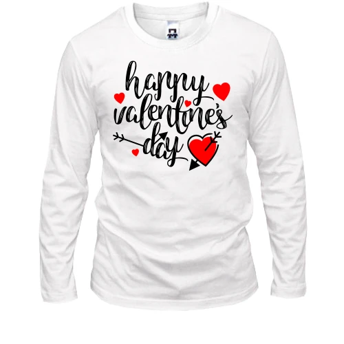 Мужской лонгслив с надписью Happy Valentine's Day