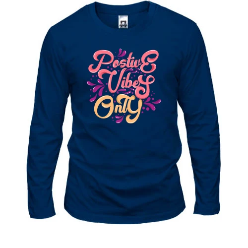 Мужской лонгслив с надписью "Positive vibes only"