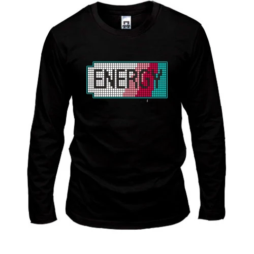 Мужской лонгслив, Черный, с надписью "Energy"
