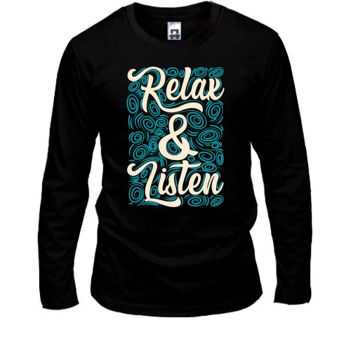 Чоловічий лонгслів, Чорний, Relax Listen