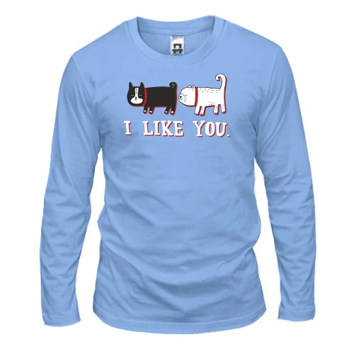 Мужской лонгслив с котами и надписью "i like you"