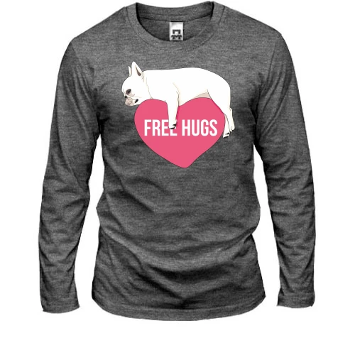 Чоловічий лонгслів Free Hugs з мопсом