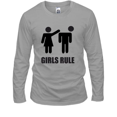 Чоловічий лонгслів з іронічною піктограмою та написом «GIRLS RULE»