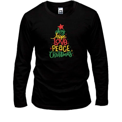 Чоловічий лонгслів Love, Peace, Christmas
