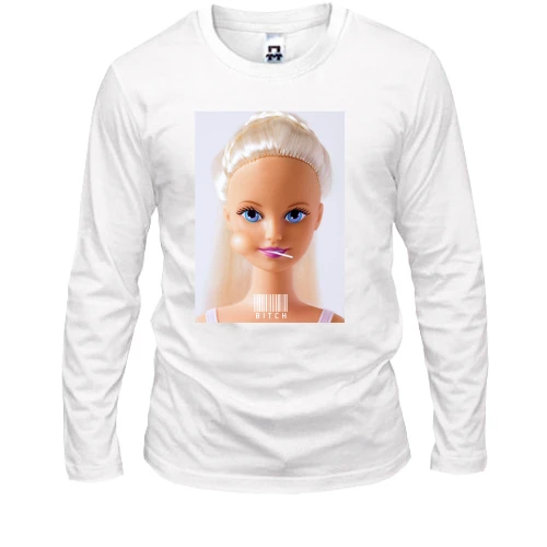 Мужской лонгслив, Белый, Bitch Barbie