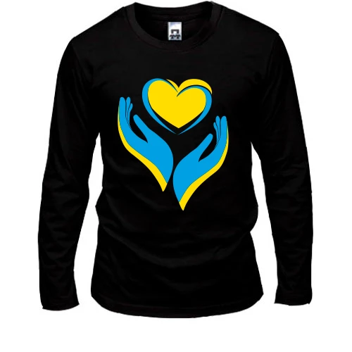 Чоловічий лонгслів, Чорний, Ukraine heart