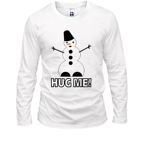 Мужской лонгслив, Белый, со снеговиком Hug me!