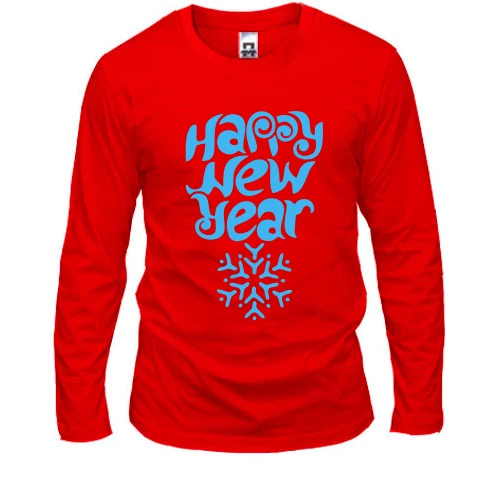 Чоловічий лонгслів, Червоний, зі сніжинкою Happy New Year