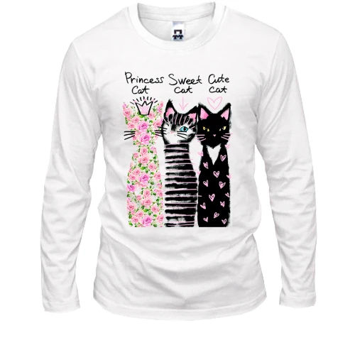 Чоловічий лонгслів, Білий, Princess, Sweet and Cute cats
