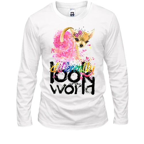 Чоловічий лонгслів Look at the world differently з собачкою
