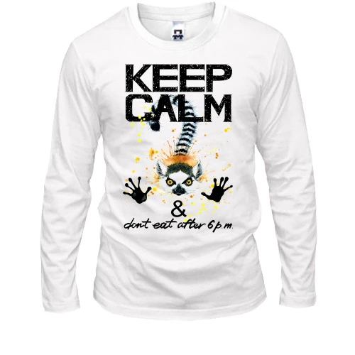 Чоловічий лонгслів Keep calm and do not eat after 6 pm з лемуром