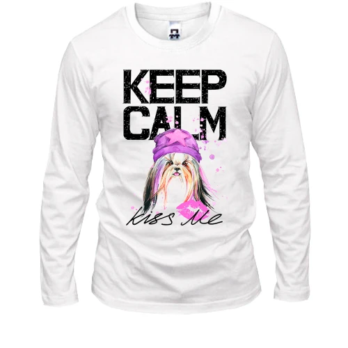 Мужской лонгслив Keep calm and kiss me с Йоркширским терьером
