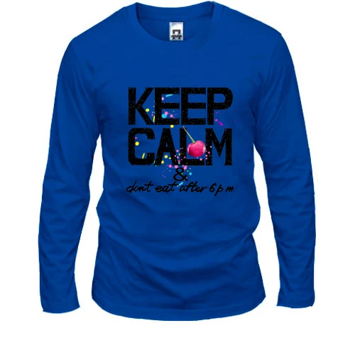 Чоловічий лонгслів, Синій, Keep calm & dont eat after 6 pm