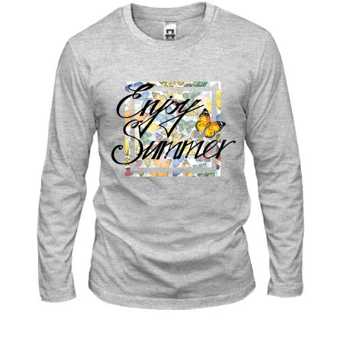 Мужской лонгслив, Серый меланж, Enjoy summer (1)