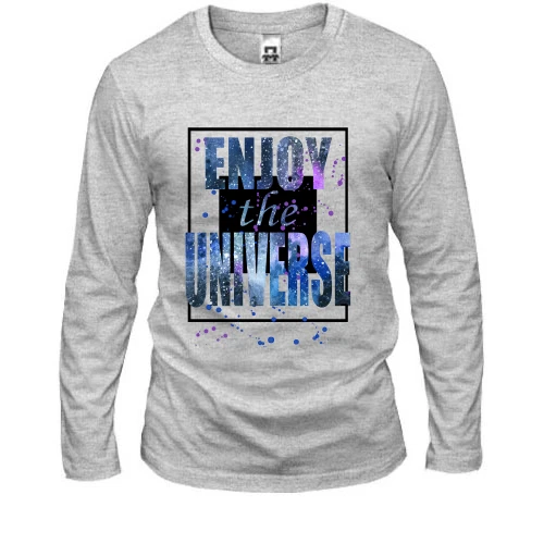 Мужской лонгслив с космической надписью «Enjoy the universe»