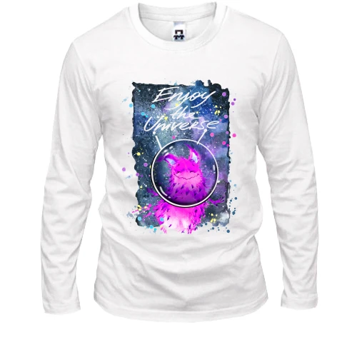 Мужской лонгслив с розовым монстром "enjoy the universe"