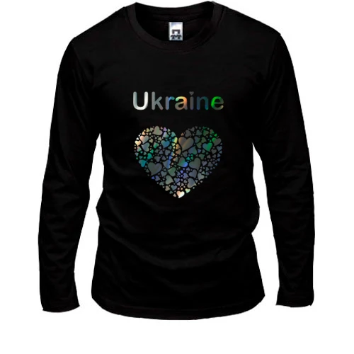 Мужской лонгслив Ukraine - сердце (голограмма)