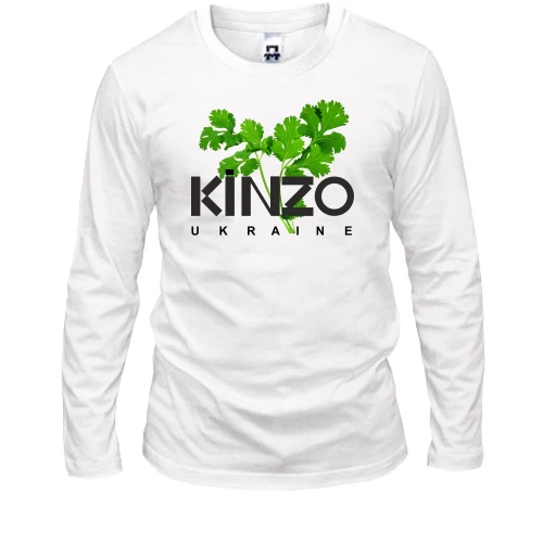 Чоловічий лонгслів із зображенням кінзи та написом «KINZO UKRAINE»
