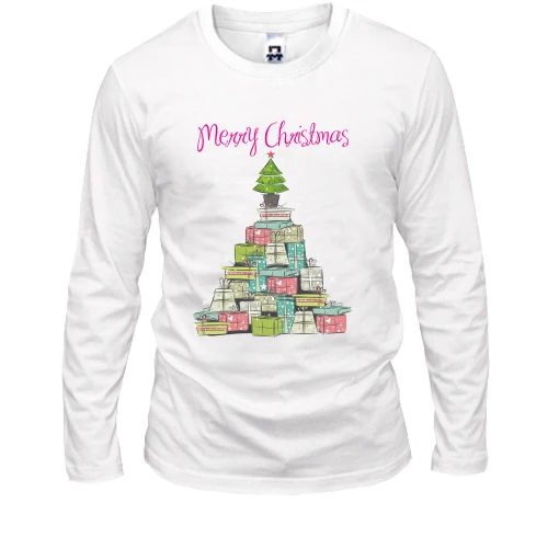 Чоловічий лонгслів, Білий, Marry Christmas