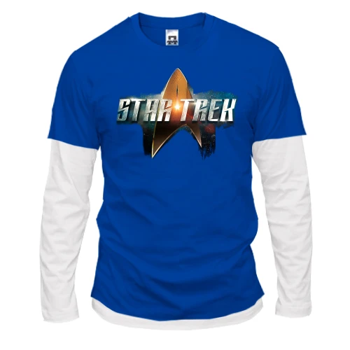 Мужской лонгслив с двойным рукавом с надписью Star Trek