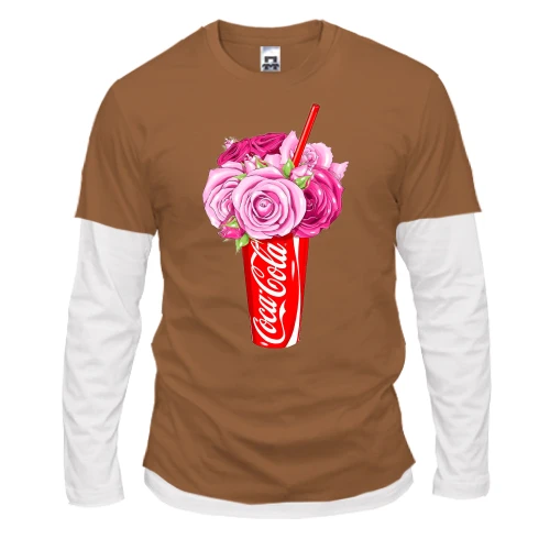 Мужской лонгслив Комби, синий, Coca-Cola с цветами